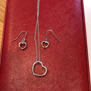 Sterling silver heart pendant and earrings set